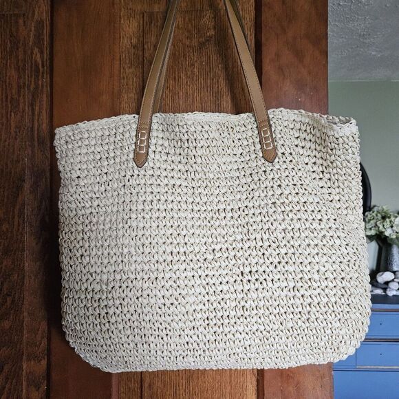 Style & Co Cornflower Straw Tote Bag Woven Floral Purse New Beach Resort Boho - Picture 2 of 11